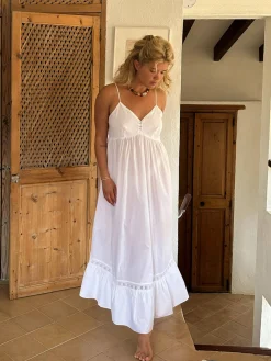 Djerf Avenue Airy Poplin Midi Dress White