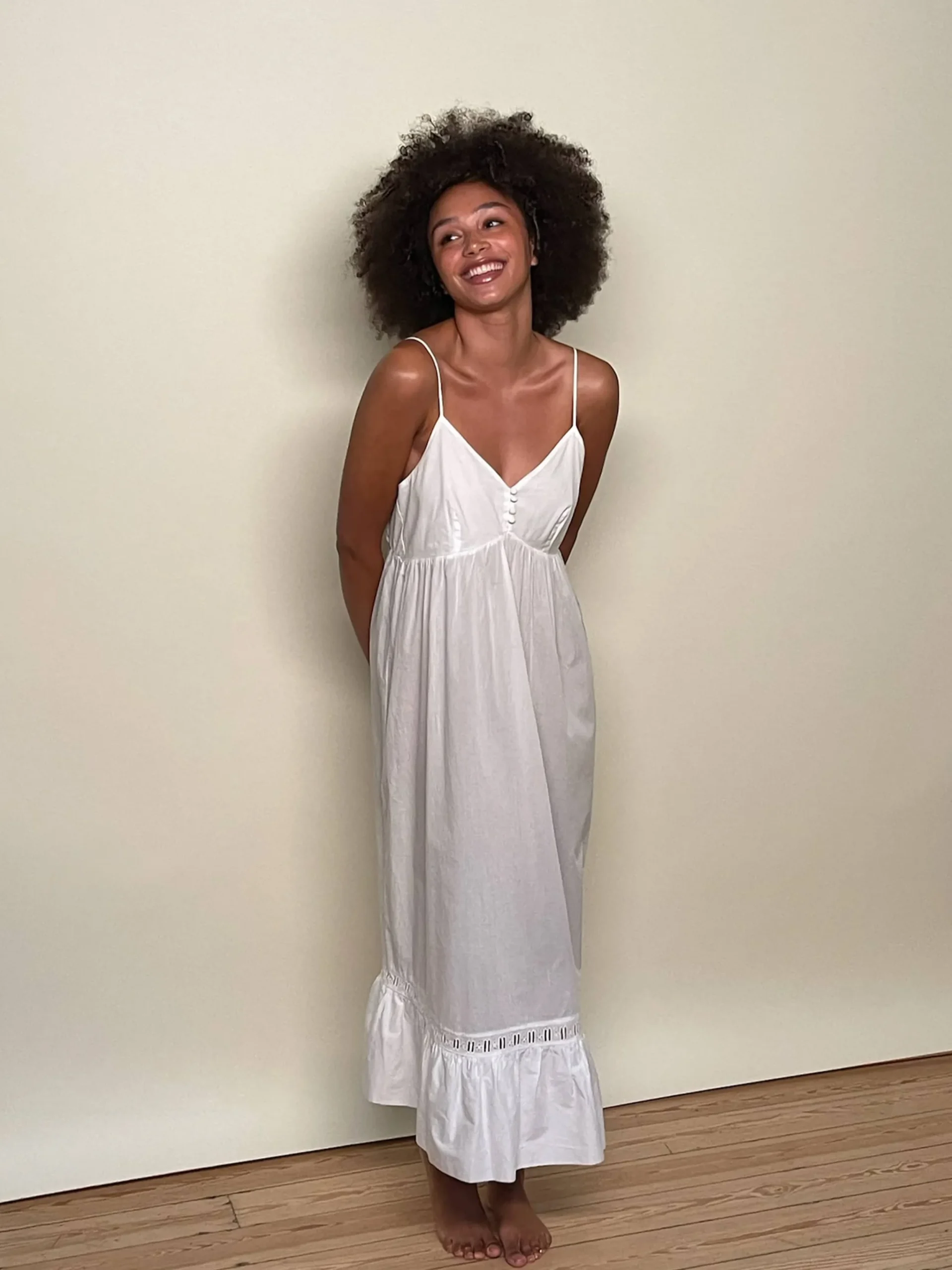 Djerf Avenue Airy Poplin Midi Dress White