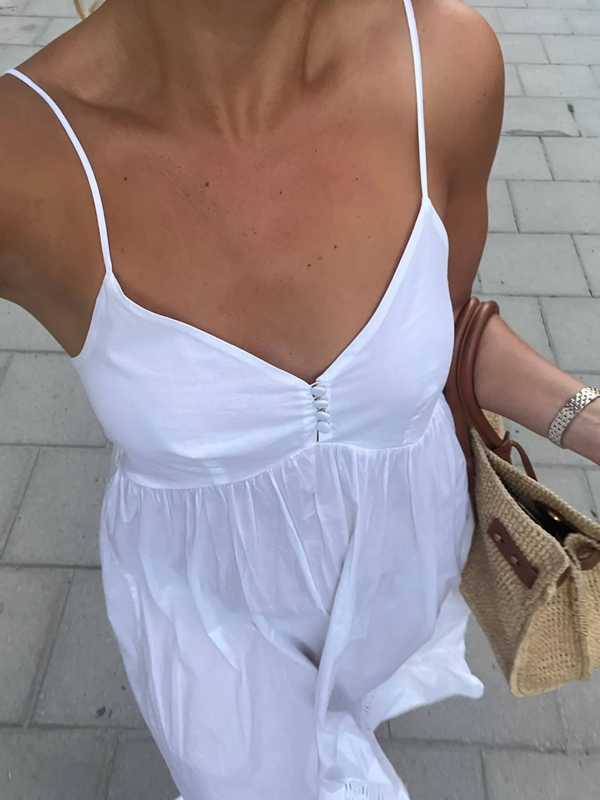 Djerf Avenue Airy Poplin Midi Dress White