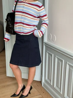 Djerf Avenue Amorini Pocket Cardigan Coastal Stripe Hot