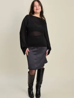 Djerf Avenue Bateau Long Sleeve Top Black Outlet