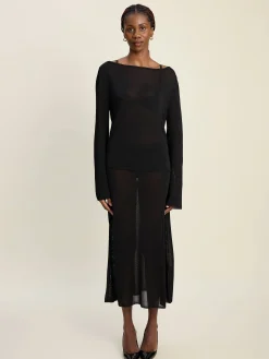 Djerf Avenue Bateau Long Sleeve Top Black Outlet