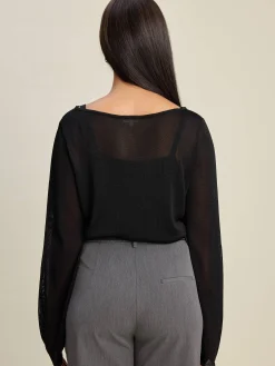 Djerf Avenue Bateau Long Sleeve Top Black Outlet