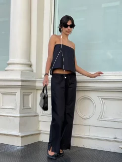 Djerf Avenue Breezy Ankle Pants Black Clearance