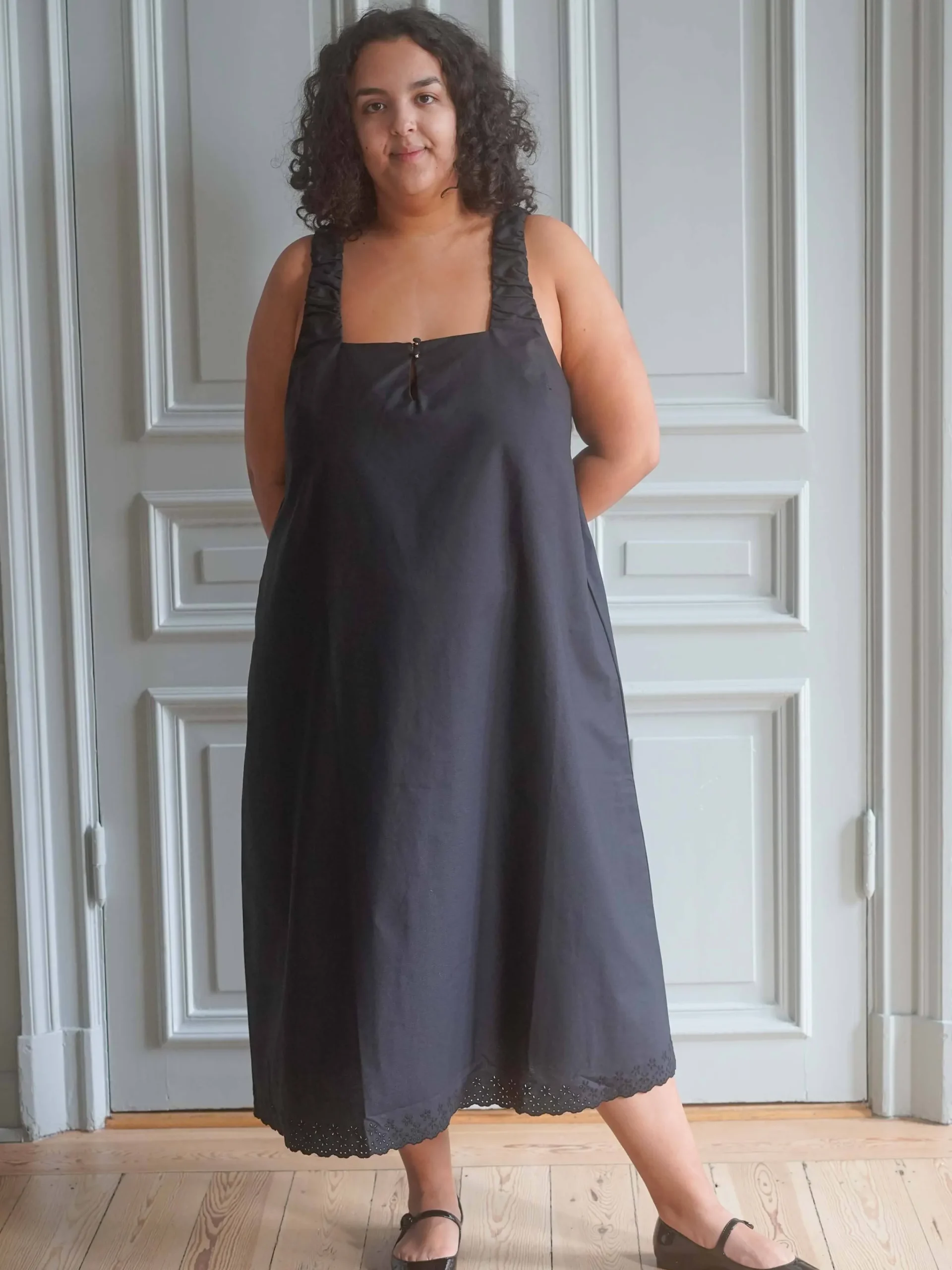 Djerf Avenue Breezy Embroidered Dress Black Sale