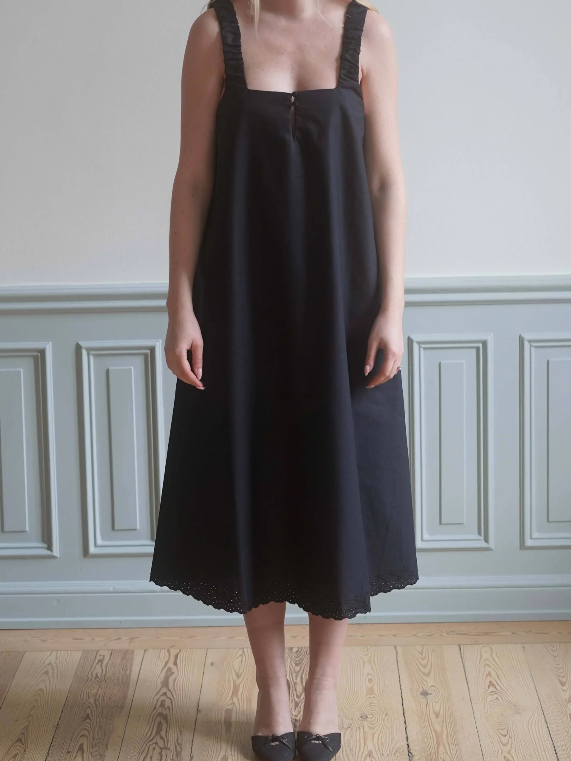 Djerf Avenue Breezy Embroidered Dress Black Sale