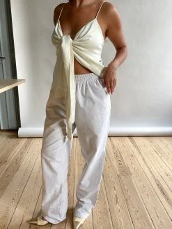 Djerf Avenue Breezy Pants Beige Stripe Outlet