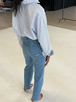 Djerf Avenue Breezy Shirt Blue Stripe Sale