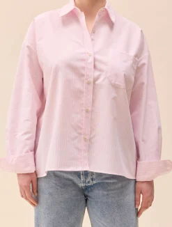 Djerf Avenue Breezy Shirt Pink Stripe Hot