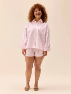 Djerf Avenue Breezy Shirt Pink Stripe Hot