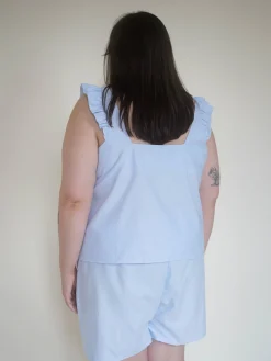 Djerf Avenue Breezy Tie Top Blue Clearance