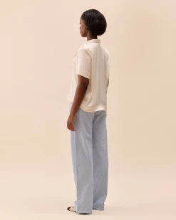 Djerf Avenue Broderie Pants Airy Blue - Tall Discount