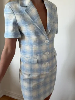 Djerf Avenue Brunch Blazer Blue Plaid New