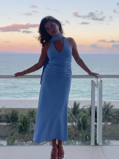 Djerf Avenue Celebration Dress Dove Blue Best
