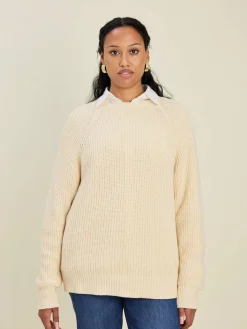 Djerf Avenue Chunky Raglan Roundneck Off White Outlet