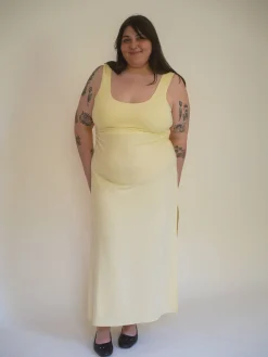 Djerf Avenue Citrine Midi Slip Dress Light Yellow Online
