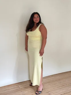 Djerf Avenue Citrine Midi Slip Dress Light Yellow Online