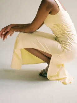 Djerf Avenue Citrine Midi Slip Dress Light Yellow Online
