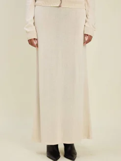 Djerf Avenue Contrast Midi Skirt Ivory Outlet