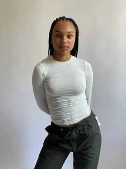 Djerf Avenue Daily Long Sleeve Top Grey Melange Hot