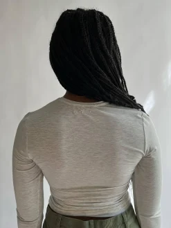 Djerf Avenue Daily Long Sleeve Top Grey Melange Hot