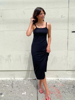 Djerf Avenue Daily Midi Dress Black New