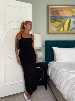 Djerf Avenue Daily Midi Dress Black New
