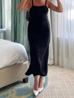 Djerf Avenue Daily Midi Dress Black New