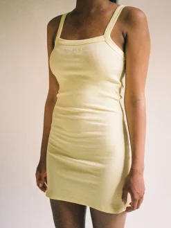 Djerf Avenue Daily Tank Dress Ribbed Baby Yellow Sale