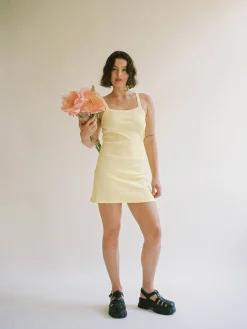 Djerf Avenue Daily Tank Dress Ribbed Baby Yellow Sale