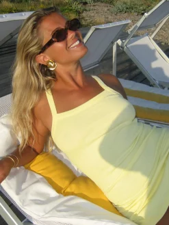 Djerf Avenue Daily Tank Dress Ribbed Baby Yellow Sale