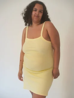 Djerf Avenue Daily Tank Dress Ribbed Baby Yellow Sale