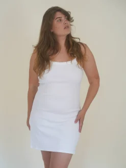 Djerf Avenue Daily Tank Dress Ribbed White Outlet
