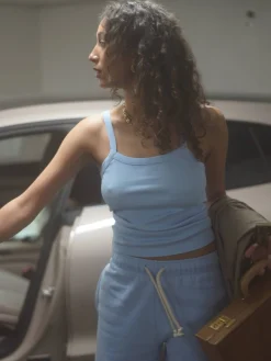 Djerf Avenue Daily Tank Top Ribbed Baby Blue Best