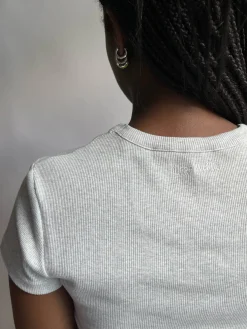 Djerf Avenue Daily T-Shirt Ribbed Grey Melange