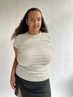 Djerf Avenue Daily T-Shirt Ribbed Grey Melange