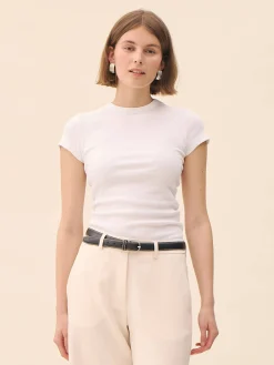 Djerf Avenue Daily T-Shirt Ribbed White Discount