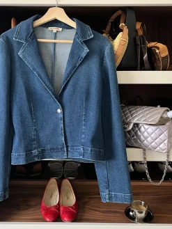 Djerf Avenue Day-to-day Denim Blazer Dark Blue