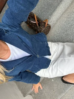 Djerf Avenue Day-to-day Denim Blazer Dark Blue