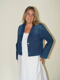 Djerf Avenue Day-to-day Denim Blazer Dark Blue