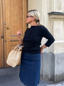 Djerf Avenue Denim A-line Skirt Midnight Blue Outlet