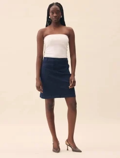 Djerf Avenue Denim A-line Skirt Midnight Blue Outlet