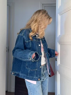 Djerf Avenue Denim Jacket Dark Blue New