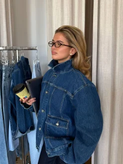 Djerf Avenue Denim Jacket Dark Blue New