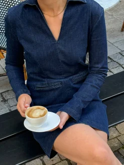 Djerf Avenue Denim Mini Dress Midnight Blue - Tall Clearance