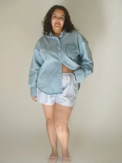 Djerf Avenue Denim Shirt Washed Blue Sale