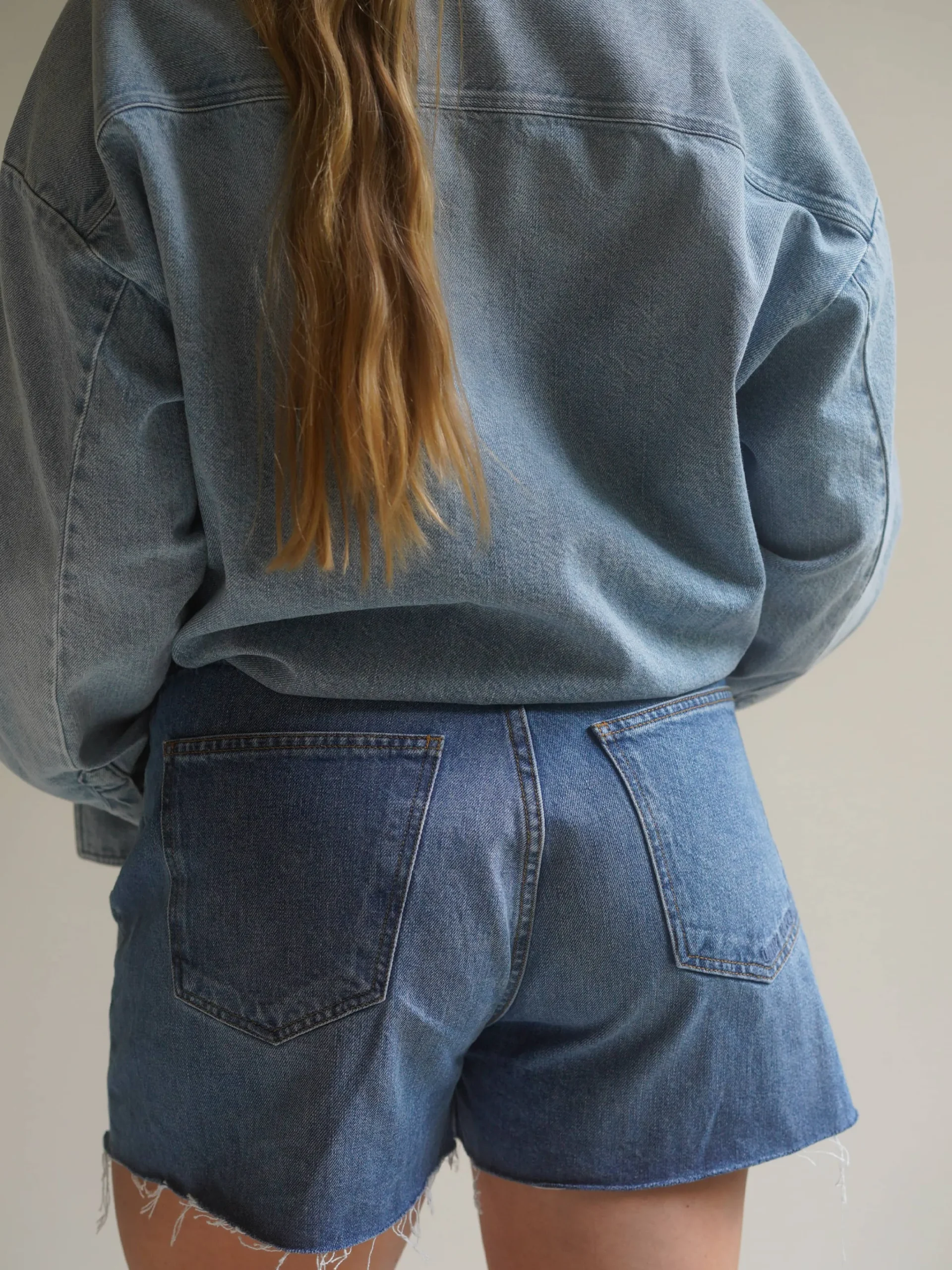 Djerf Avenue Denim Shorts Vintage Blue Clearance