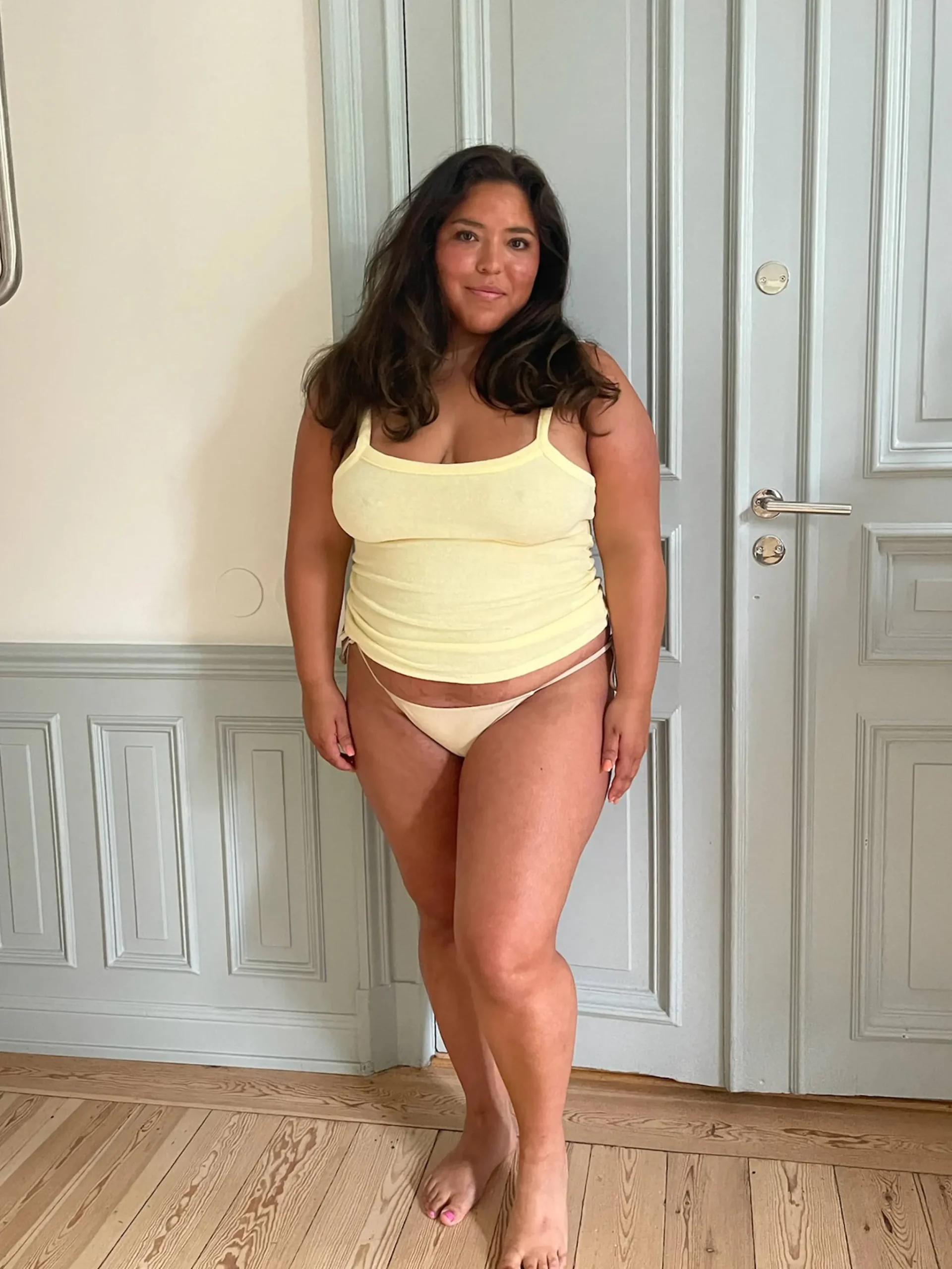 Djerf Avenue Divine Satin Bikini Bottom Sand Castle Hot