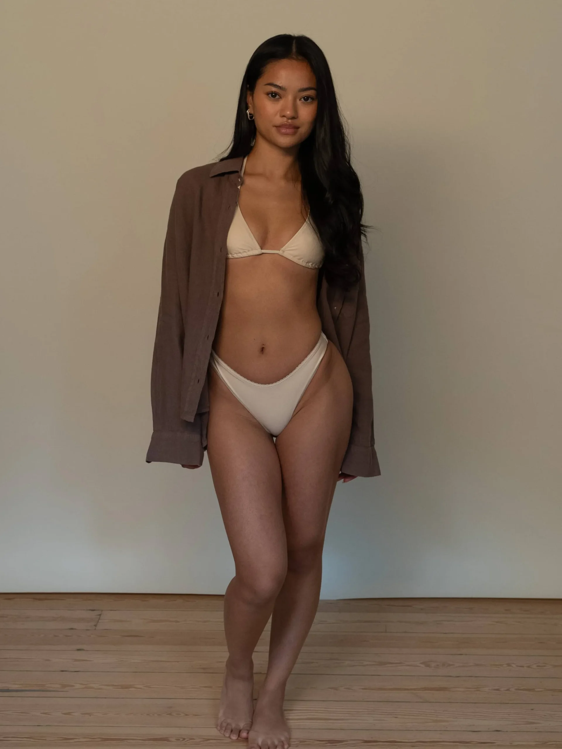 Djerf Avenue Dove Satin Bikini Bottom Sand Castle Outlet