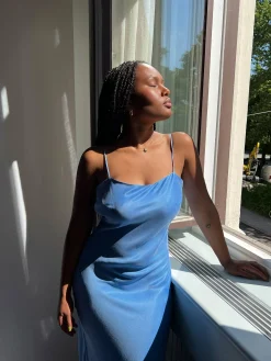 Djerf Avenue Dream Dress Midi Sky Best